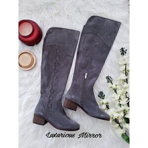 Vince Camuto Women's Kreesell Knee High Pointed Toe Gray Suede Boots Size 7 NEW